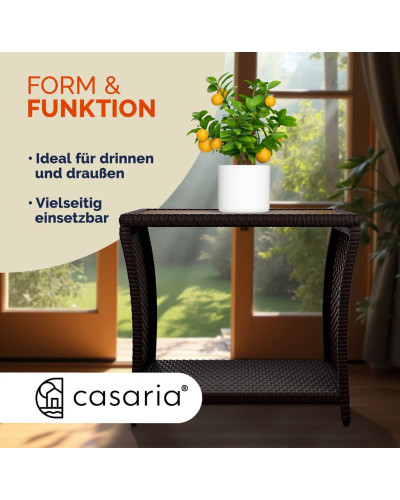 Beistelltisch Rattan Akazie Massivholz Schwarz